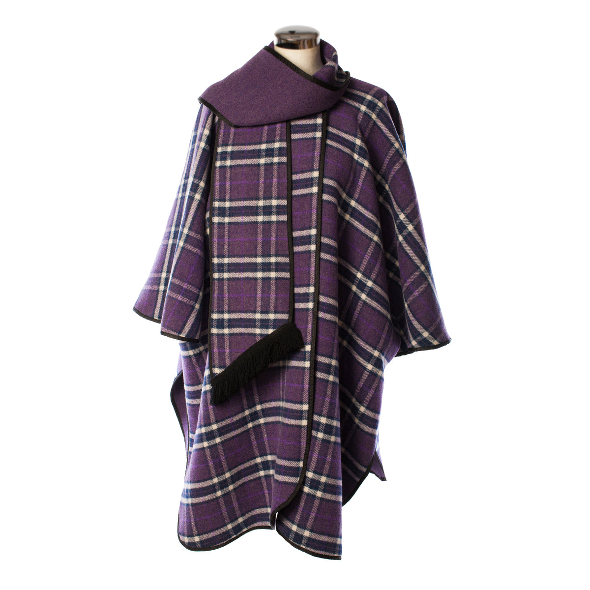 Heritage of Scotland Ladies Warm Reversible Wool Blend Cape - PURPLE