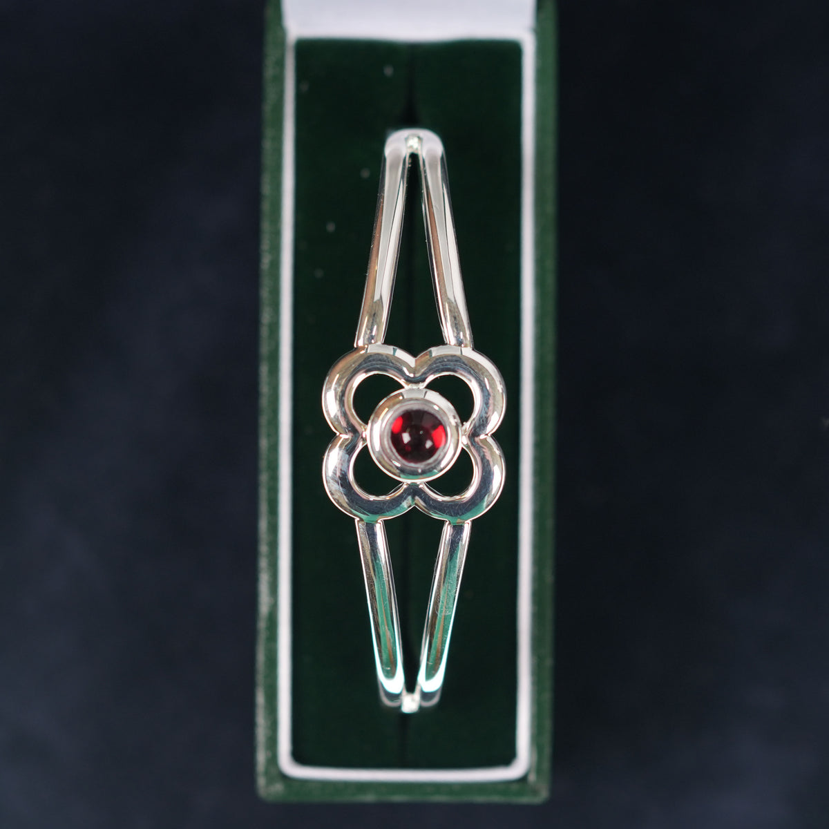 Art Pewter Birthstone Bangle - Silver Plated Pewter - Made in Scotland - January (Garnet)