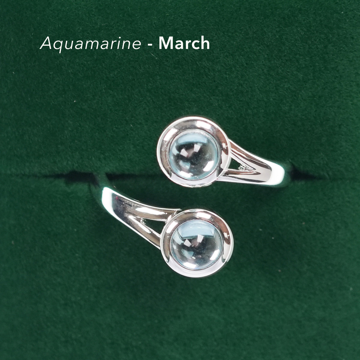 Art Pewter Celtic Birthstone Ring - Silver Plated Pewter - Made in Scotland - March (Aquamarine)