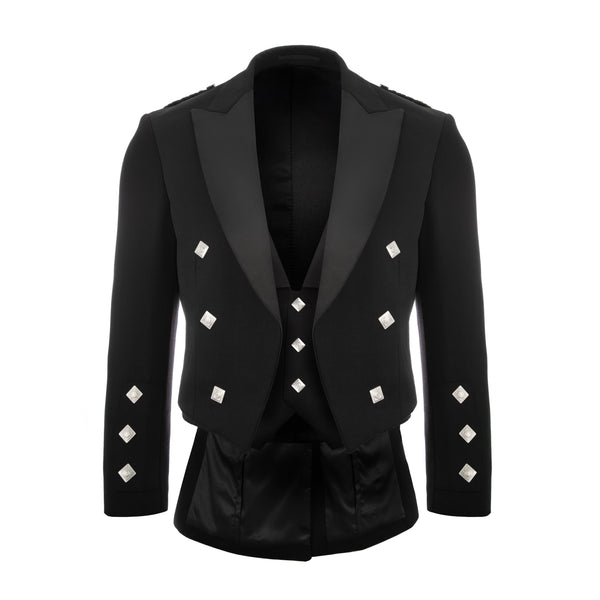 Men's Prince Charlie Jacket W. Waistcoat Black