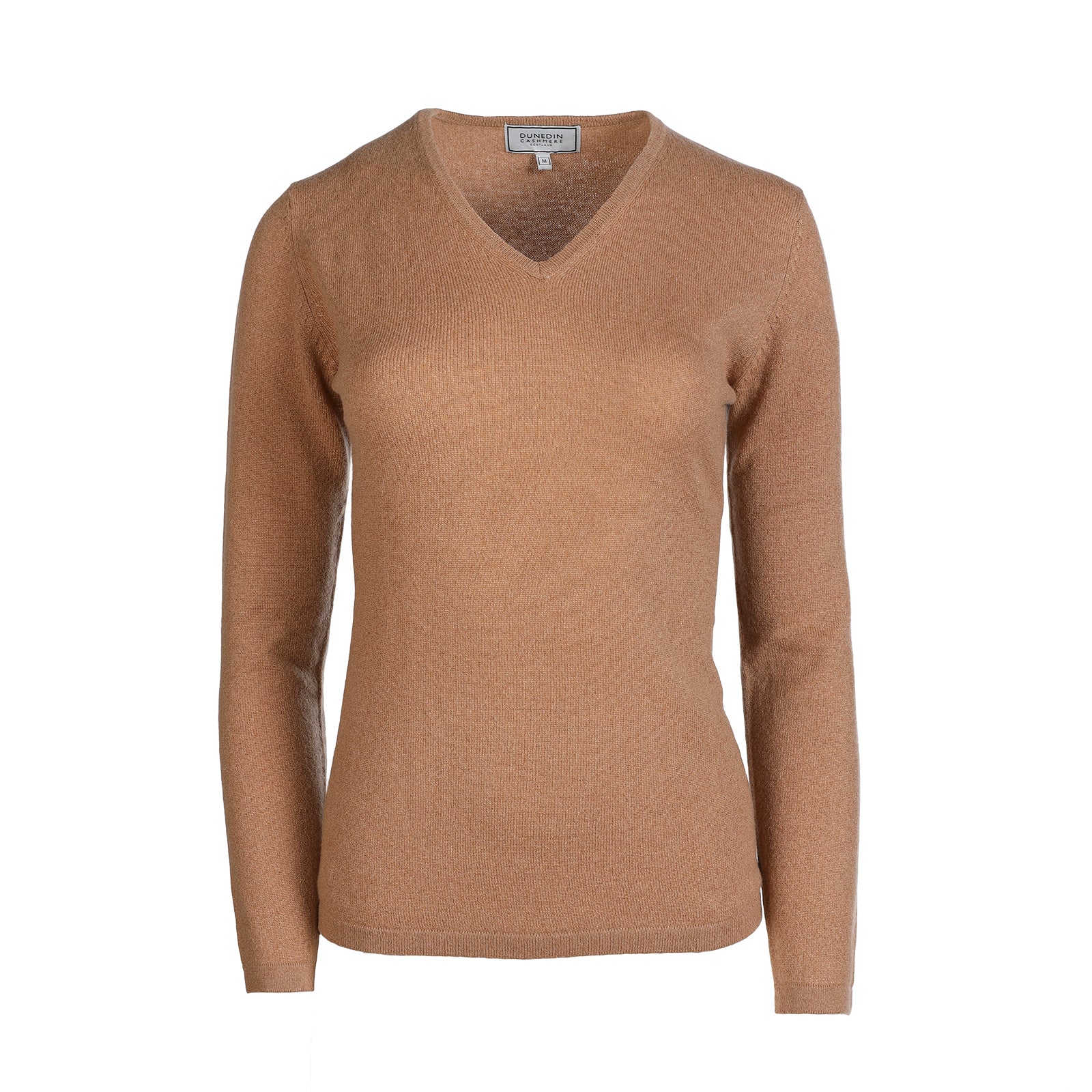 100% Cashmere Women's Fashion V-Neck Jumper Camel