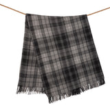 Highland Wool Blend Tartan Blanket / Throw Extra Warm Buchanan Grey
