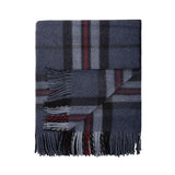 Highland Wool Blend Tartan Blanket / Throw Extra Warm Thomson Navy