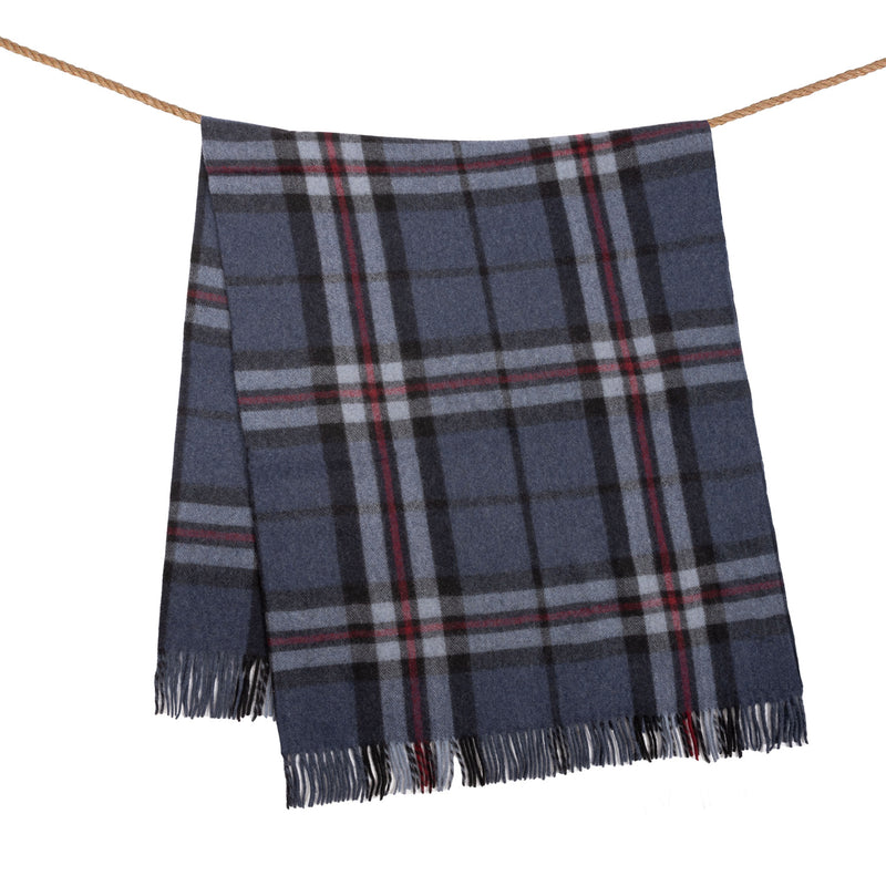Highland Wool Blend Tartan Blanket / Throw Extra Warm Thomson Navy