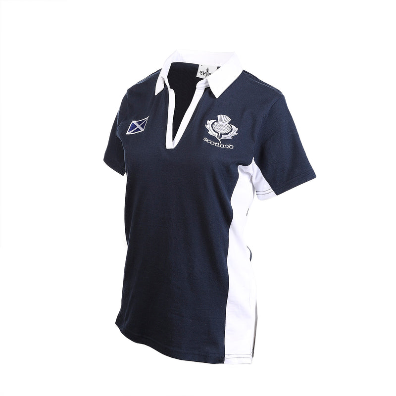 Ladies Short Sleeve New Contrast Scotland Rugby Shirt Top
