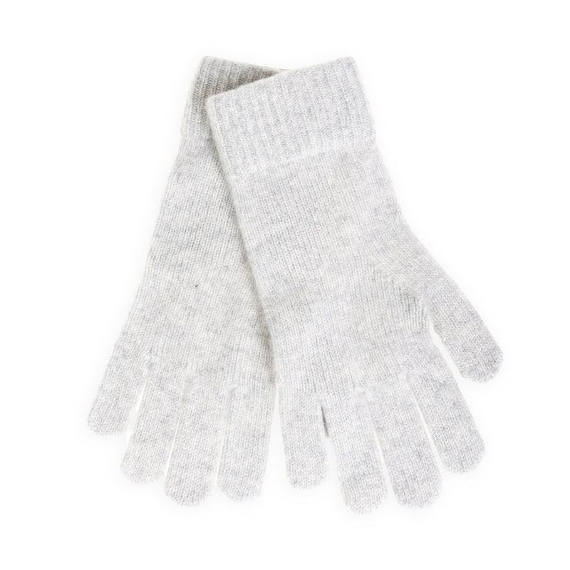 100% Cashmere Plain Ladies Glove Light Grey