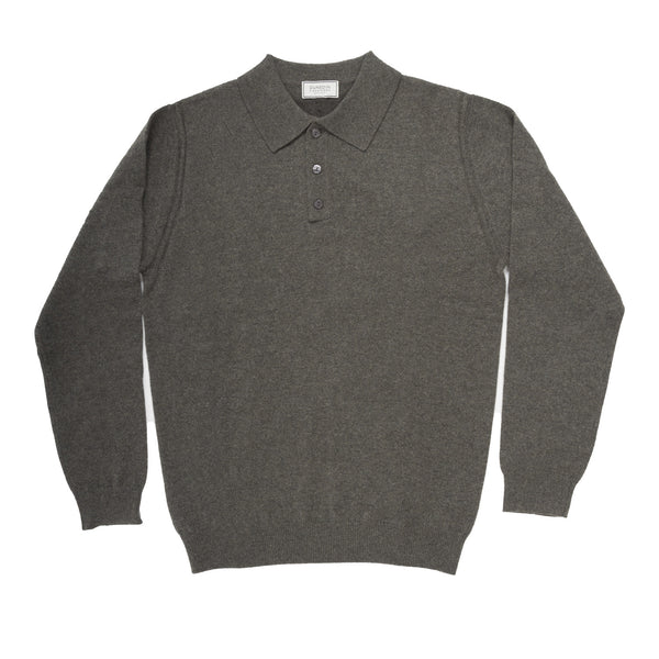 100% Cashmere Gents Polo Ptarmigan