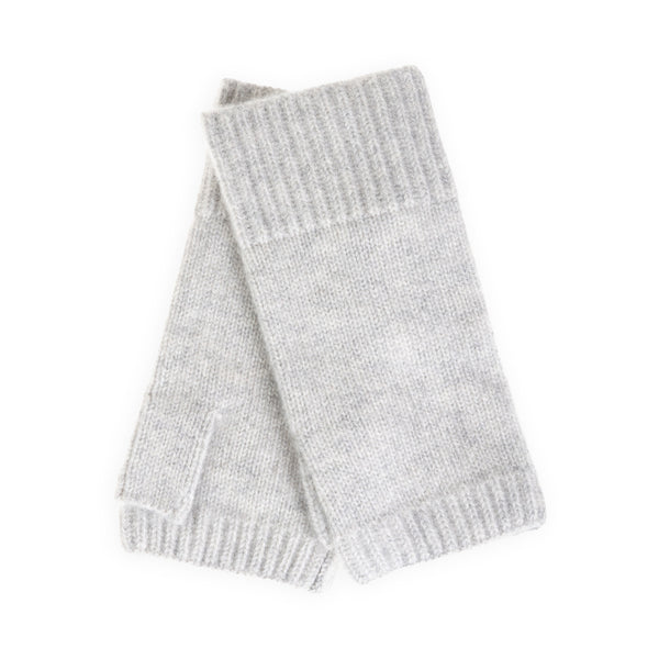 100% Cashmere Ladies Rib Wristlet Light Grey