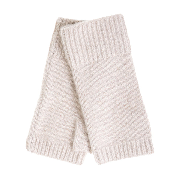 100% Cashmere Ladies Rib Wristlet Sand Beige