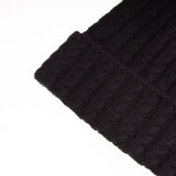 Ladies Cable Lambswool Mix Beanie Pom Black