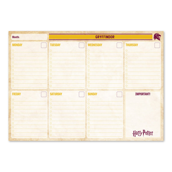 Weekly Planner Notepad A4 Hp Gryffindor