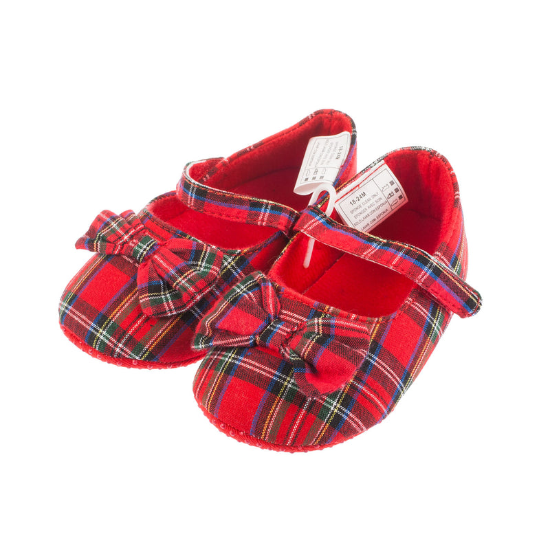 Tartan Baby Girl Shoes With Bow