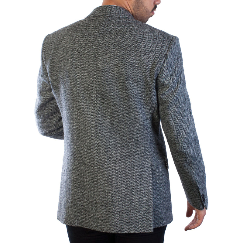 Harris Tweed Men's Wool Jacket - Barra Grey Herringbone