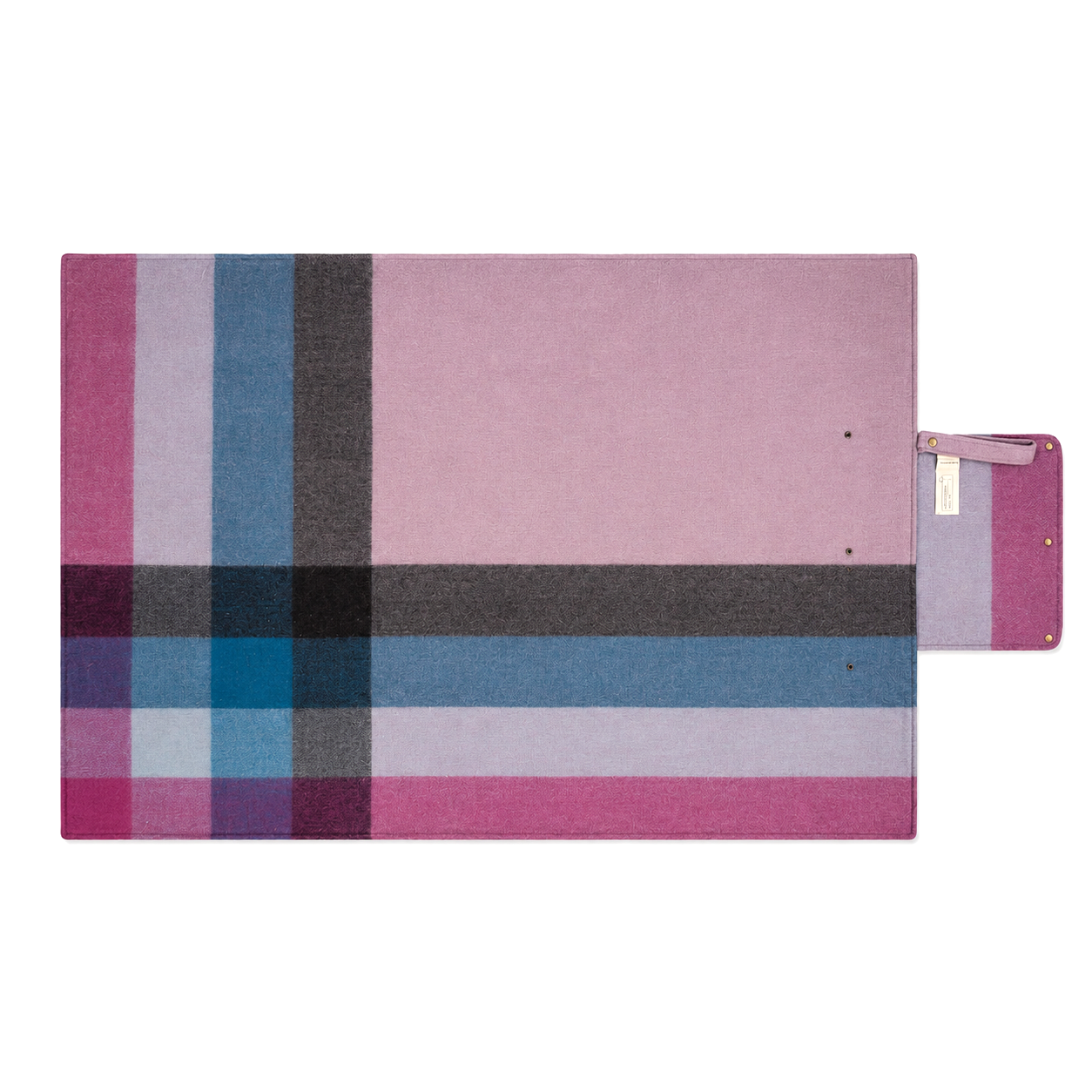Woodside Check Foldaway Picnic Blanket with Carry Strap – Recycled Wool - PURPLE