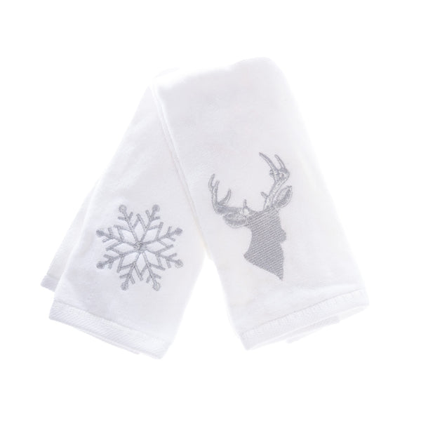 Stag / Silver Snowflake Twin Pack Towel