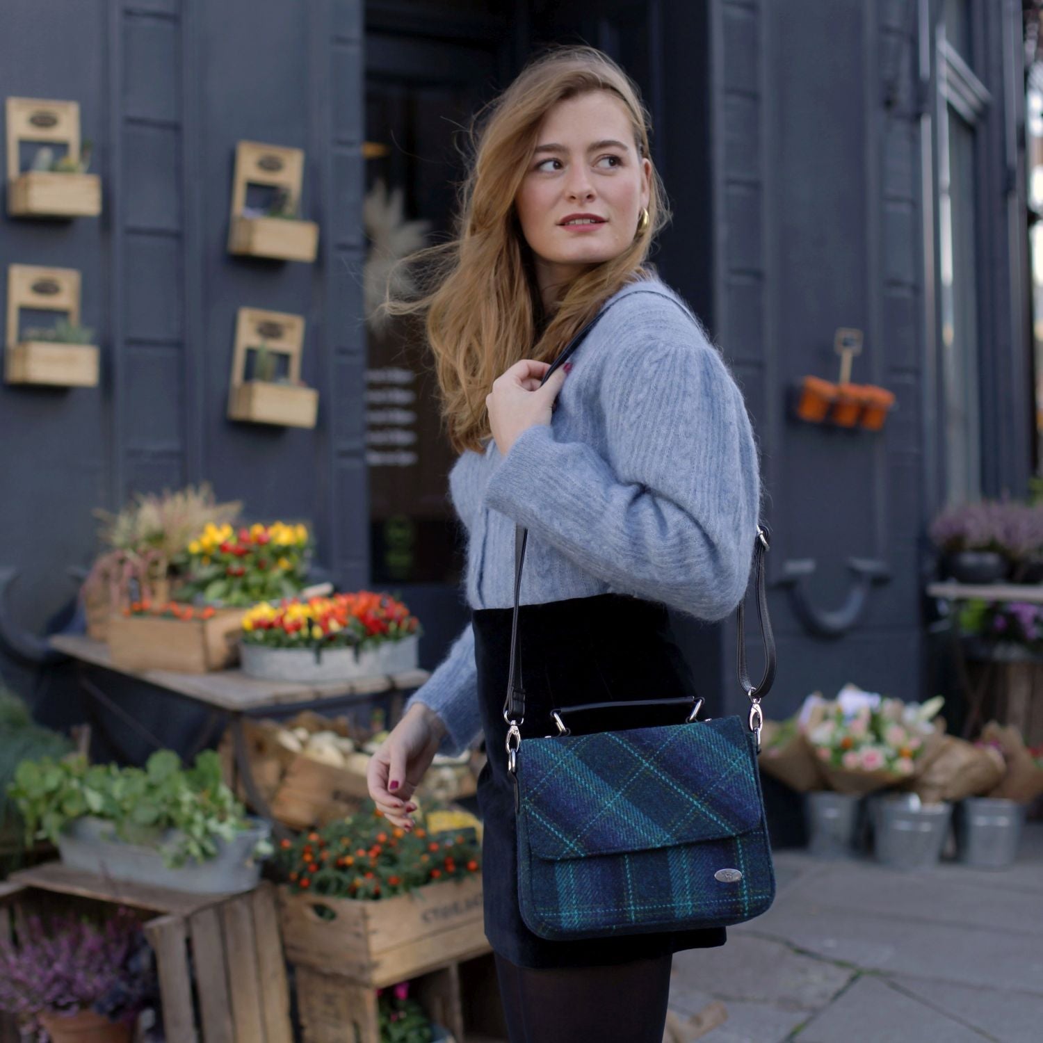 Harris Tweed Thurso Square Shoulder Bag - Stylish Tartan Everyday Bag
