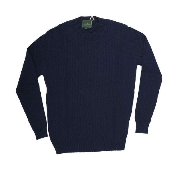 Marchbrae Gents Cable Crew Neck Navy