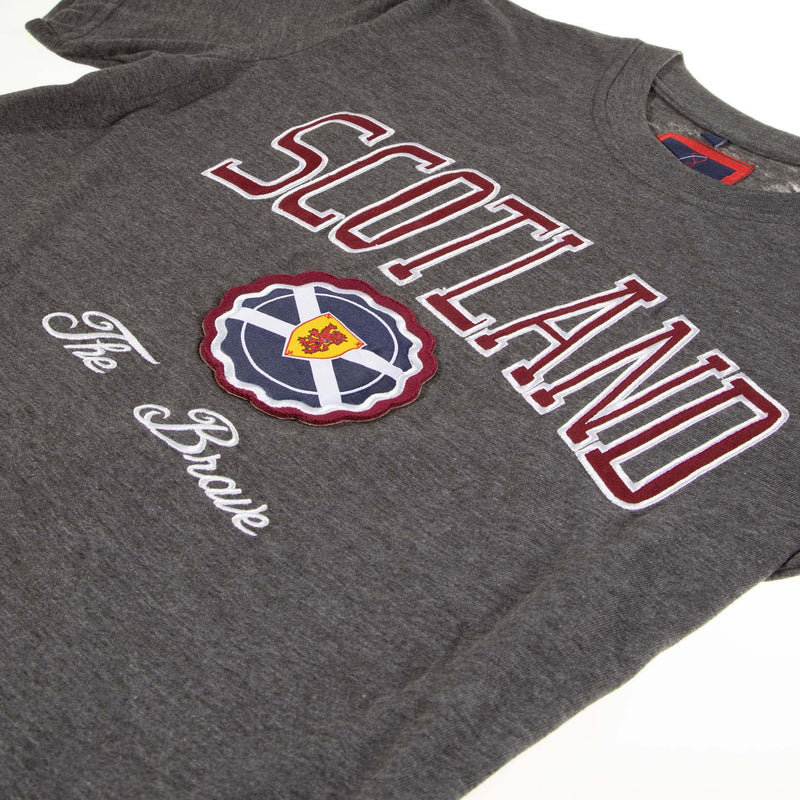 Scotland Applique Tee Charcoal/Maroon