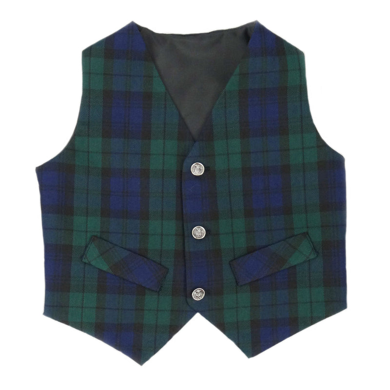 Poly/Viscose Tartan Waistcoat Black Watch