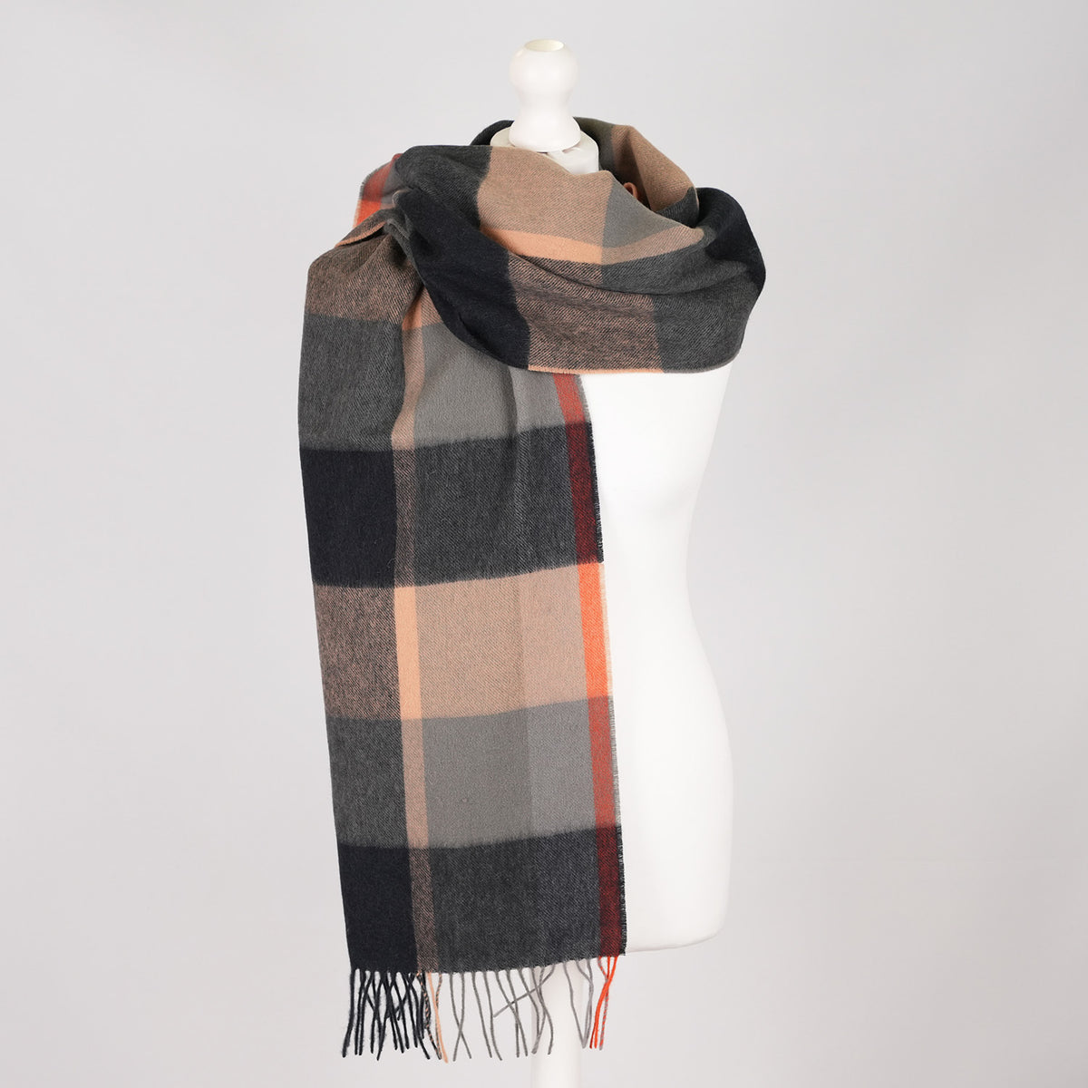 Heritage of Scotland 100% Lambswool Wide Scarf Soft Unisex Winter Wrap - Tartan & Check Designs - KIRKSTALL CHECK CAMEL