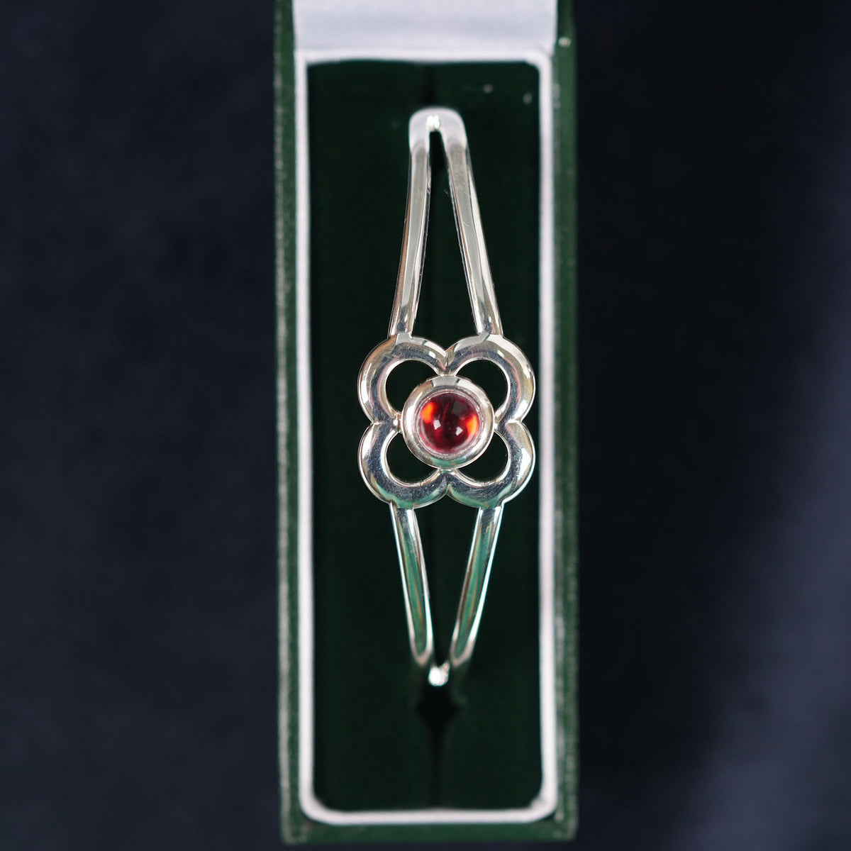 Art Pewter Birthstone Bangle - Silver Plated Pewter - Made in Scotland - July (Ruby)