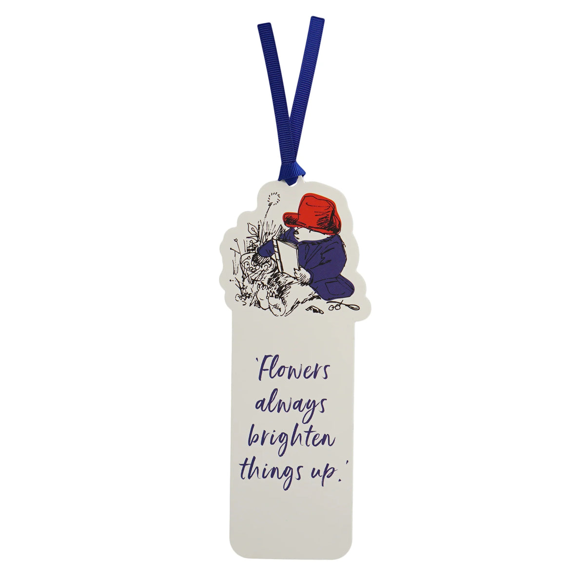 Paddington Bear Flowers Shaped Paper Bookmark with Ribbon