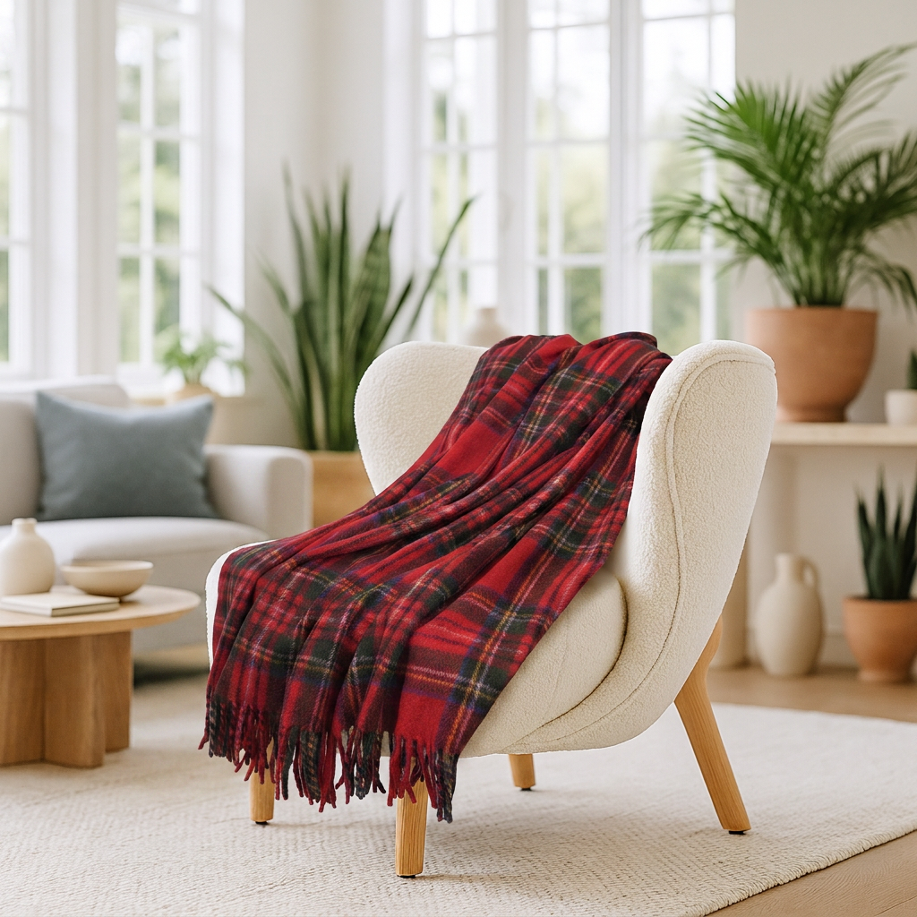Scottish Tartan Wool-Blend Blanket Throw – Highland Comfort - STEWART  ROYAL