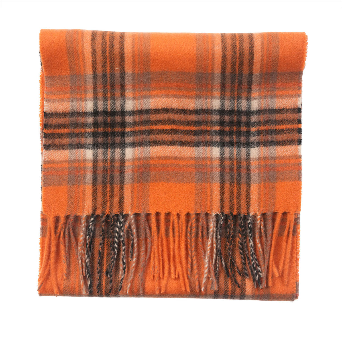 Edinburgh Cashmere Premium Lightweight Scarf - Ultra-Soft Luxury Wrap - STEWART BRIGHT ORANGE