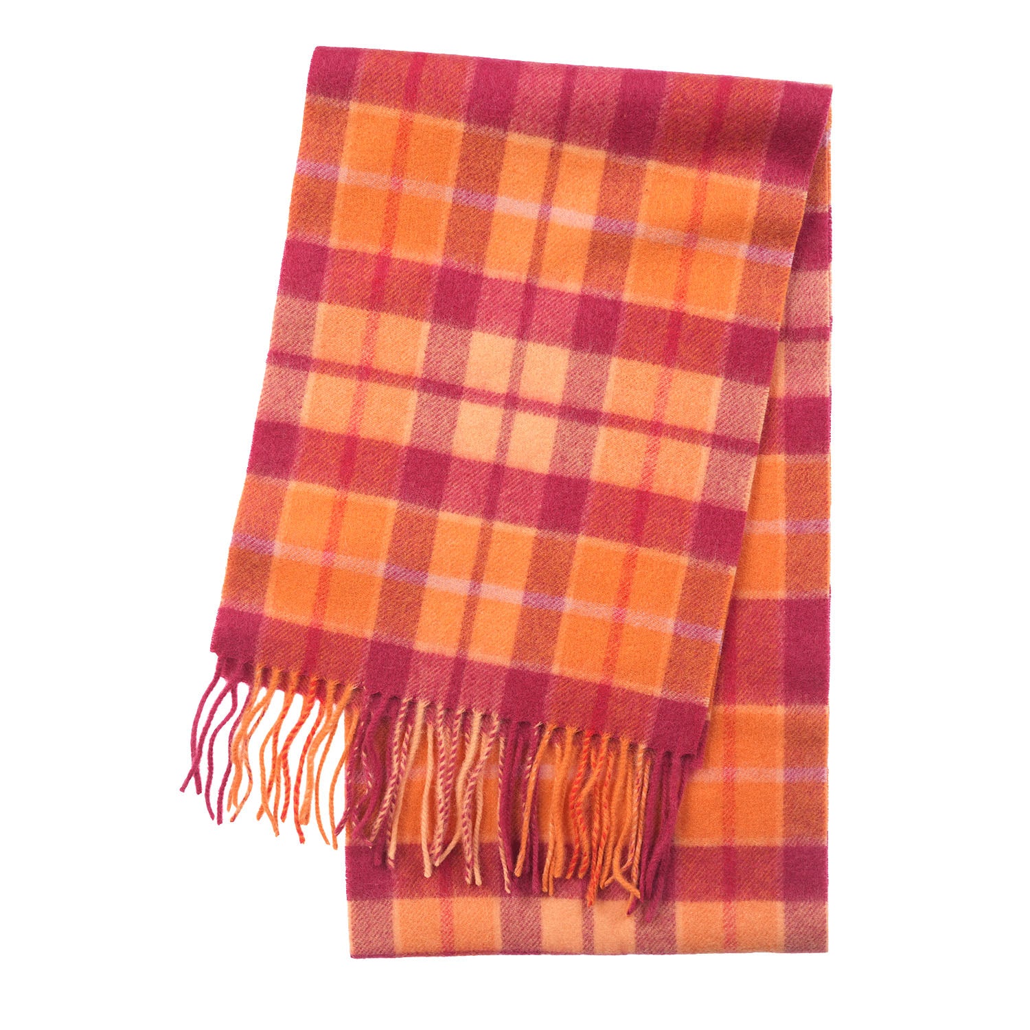 Edinburgh 100% Lambswool Scarf – Premium Soft Wool Wrap - CRAGG CHECK GINGER