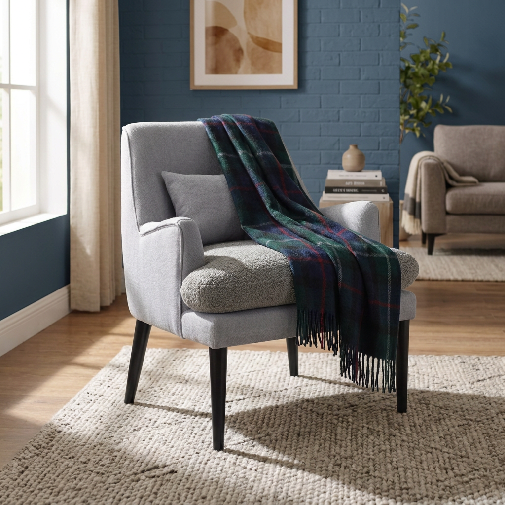 Scottish Tartan Wool-Blend Blanket Throw – Highland Comfort - Highland Wool Blend Tartan Blanket Throw - MACKENZIE