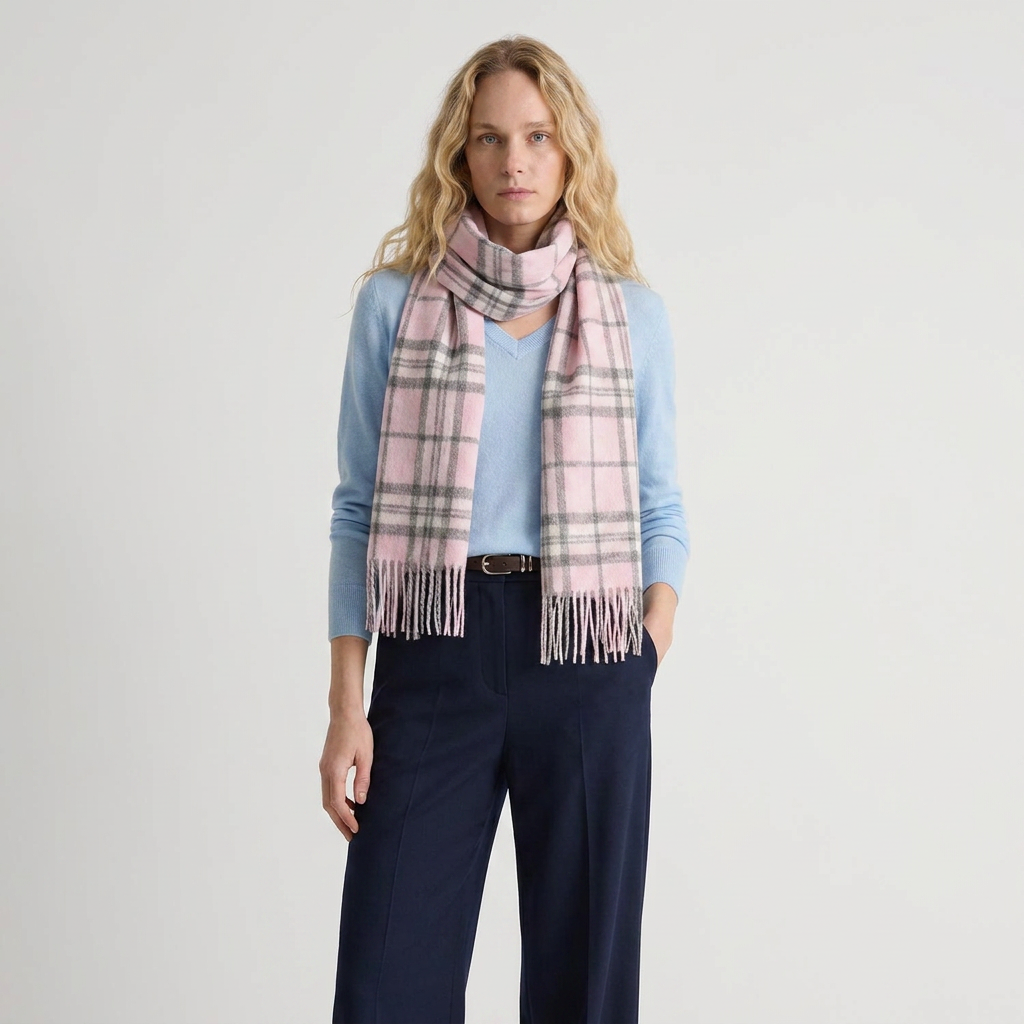 Edinburgh 100% Lambswool Scarf – Premium Soft Wool Wrap - THOMSON PALE PINK