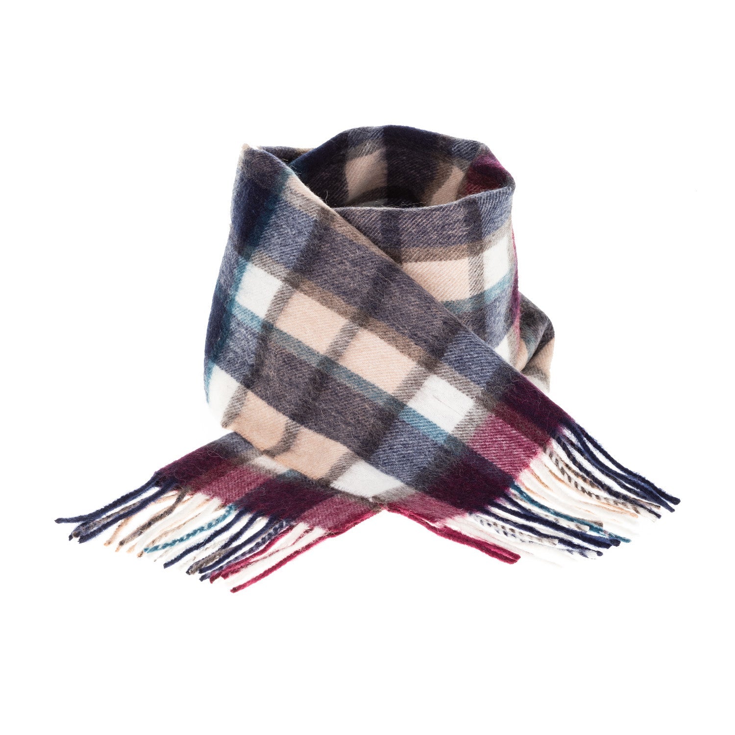 Edinburgh 100% Lambswool Scarf – Premium Soft Wool Wrap - ARTILLERY CHECK NAVY/CAMO