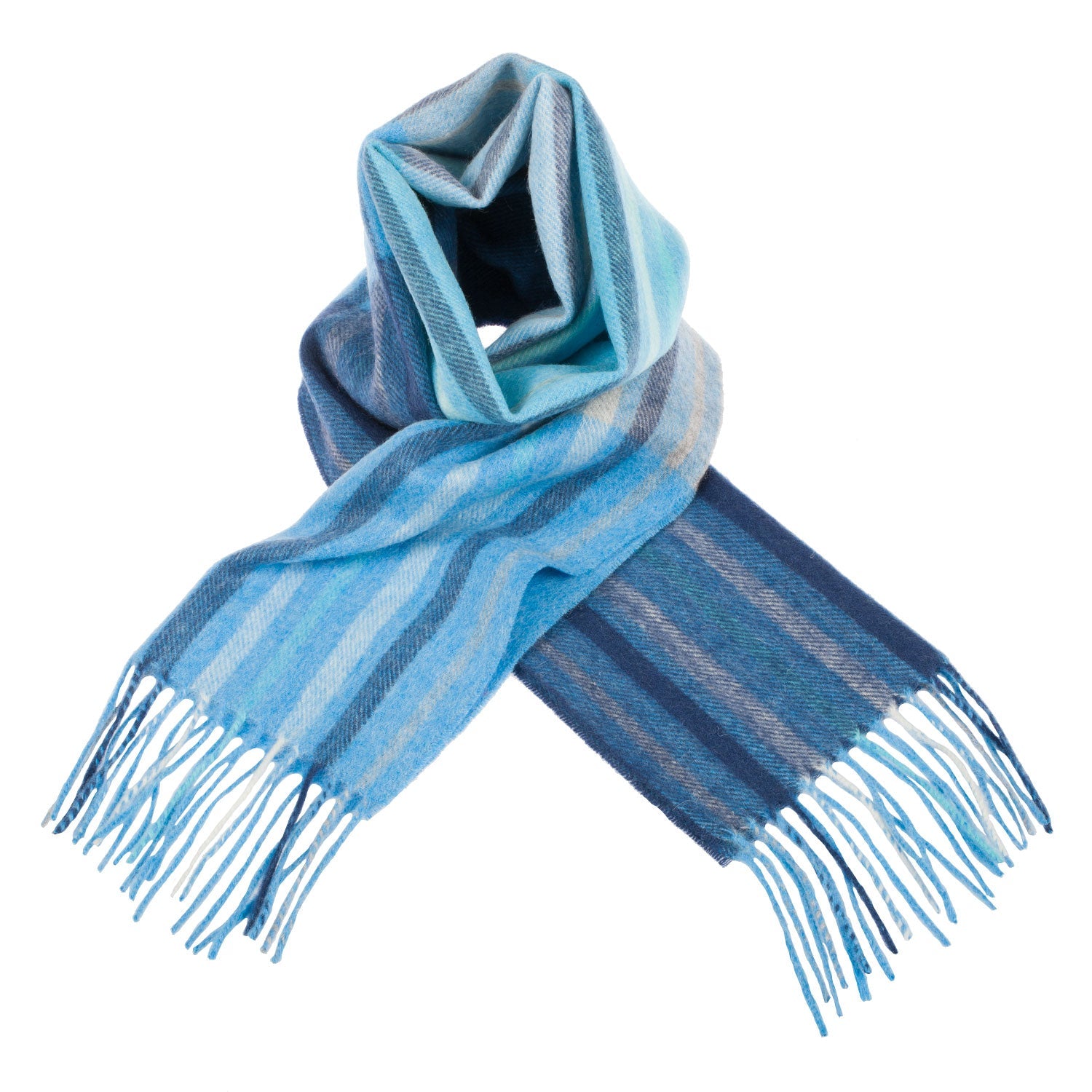 Edinburgh 100% Lambswool Scarf – Premium Soft Wool Wrap - BARCODE CHECK - AQUA BLUE