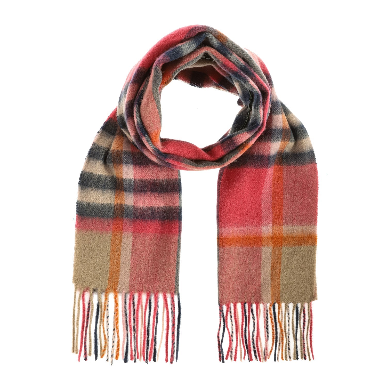 Edinburgh 100% Lambswool Scarf – Premium Soft Wool Wrap - CHEQUER TARTAN ASTRAL/RASPBERRY