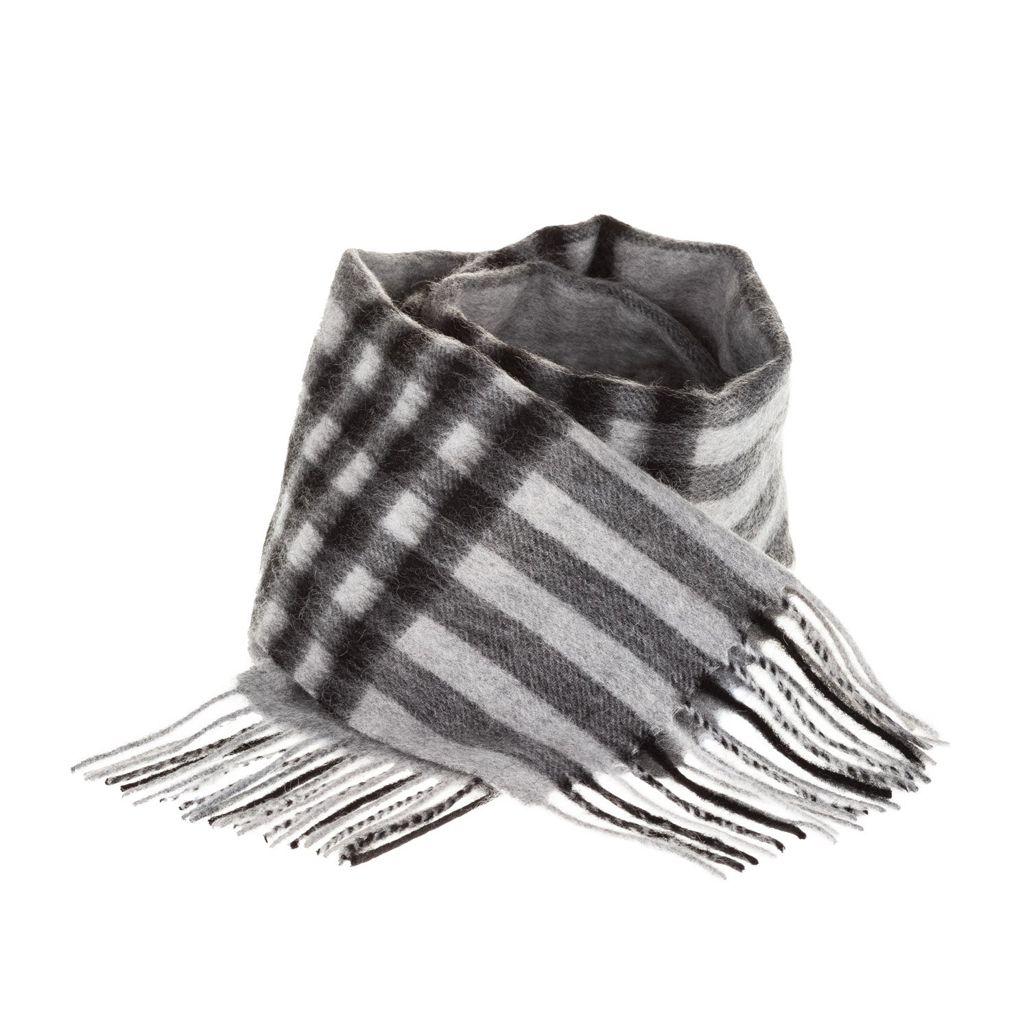 Edinburgh 100% Lambswool Scarf – Premium Soft Wool Wrap - CHEQUER TARTAN DK GREY