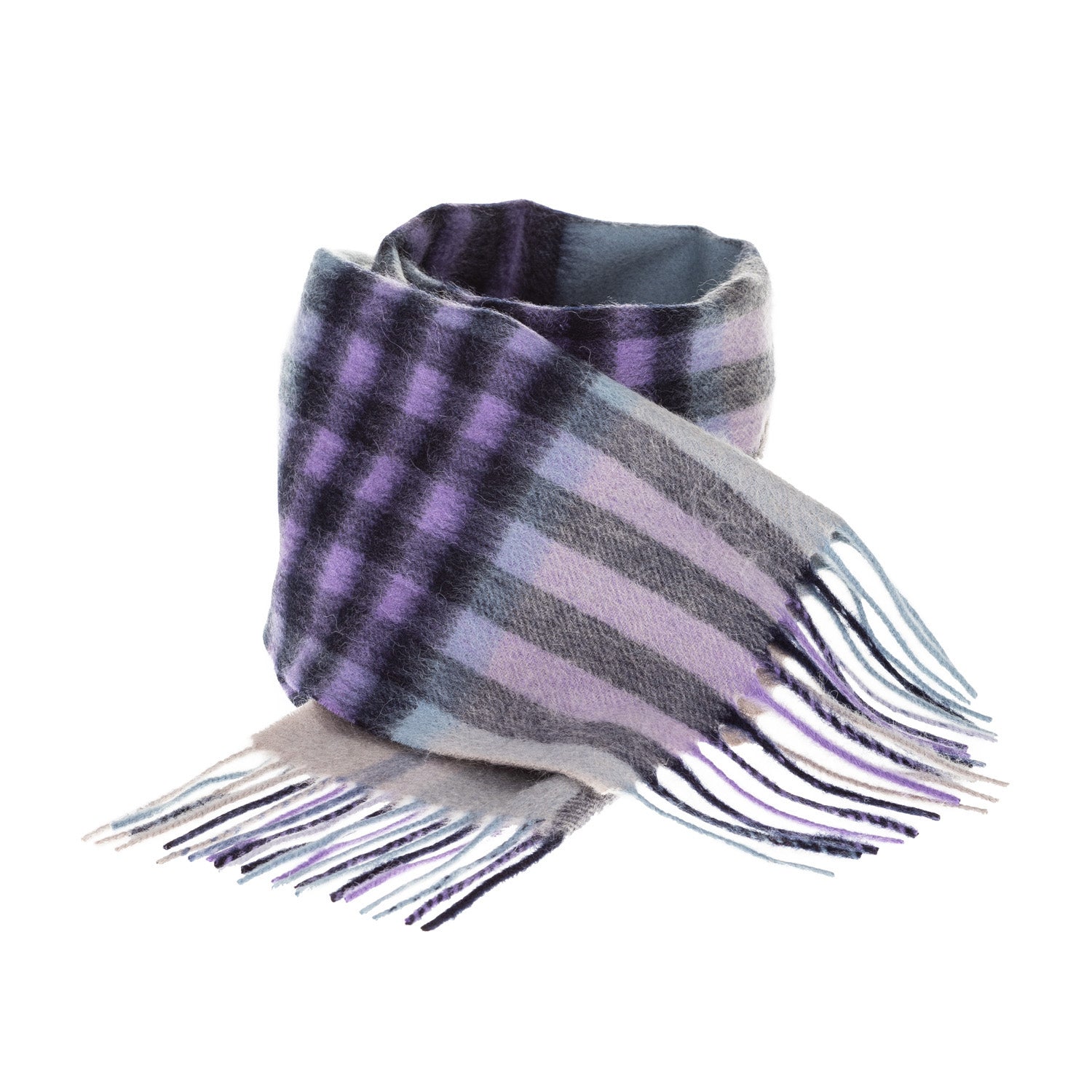 Edinburgh 100% Lambswool Scarf – Premium Soft Wool Wrap - CHEQUER TARTAN PURPLE