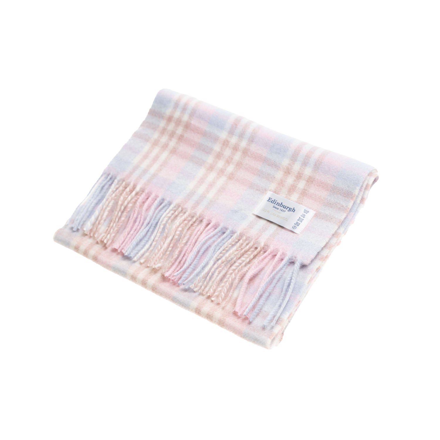 Edinburgh 100% Lambswool Scarf – Premium Soft Wool Wrap - CLUSTER GINGHAM 27622 LILAC/PINK/WHITE