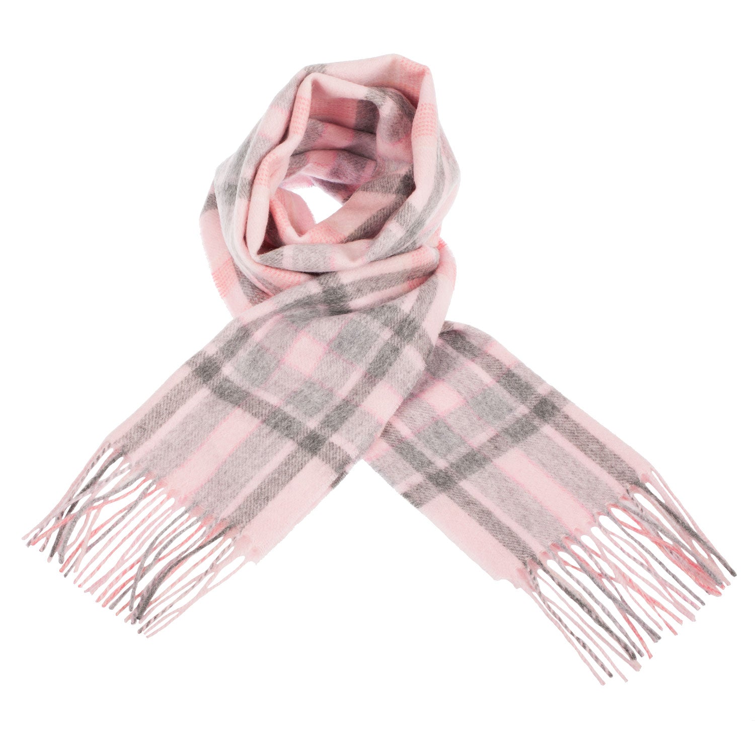 Edinburgh 100% Lambswool Scarf – Premium Soft Wool Wrap - HENOLD - LT PINK/DERBY GREY