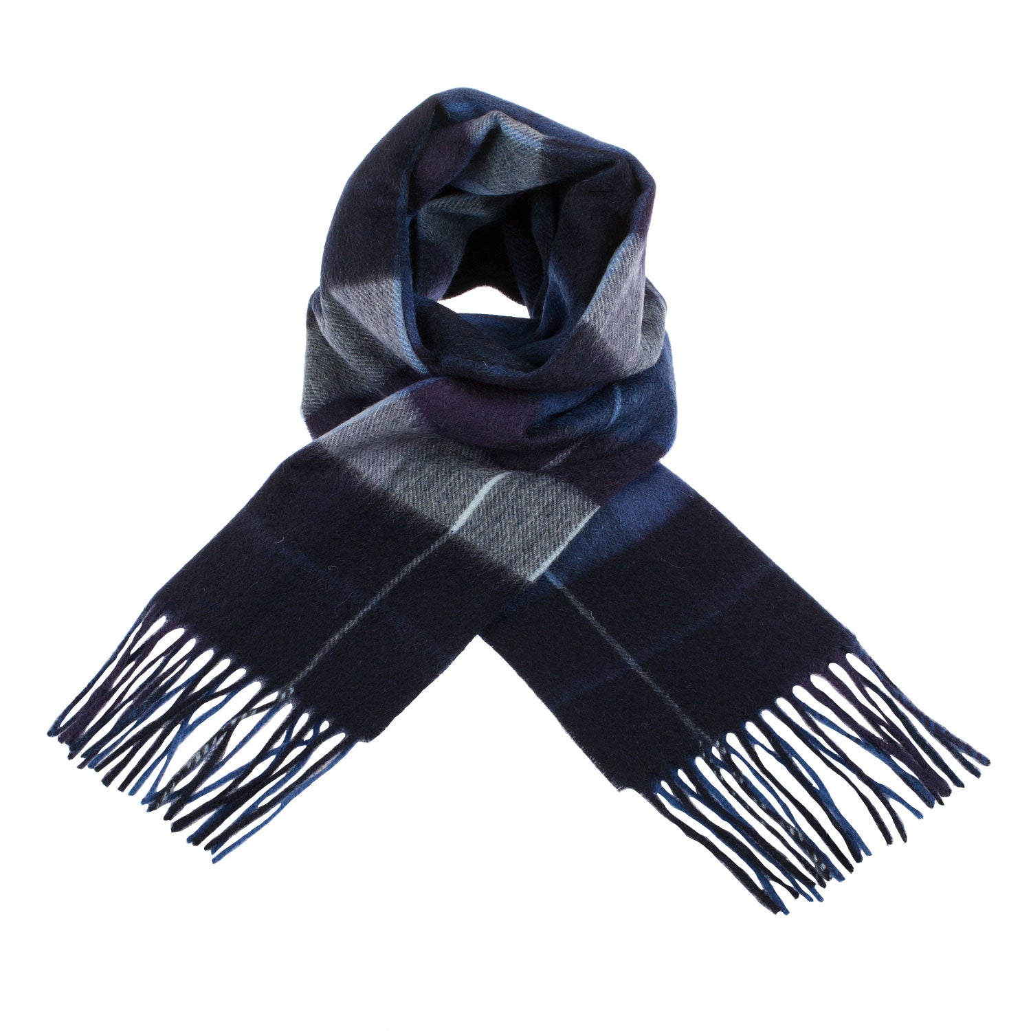 Edinburgh 100% Lambswool Scarf – Premium Soft Wool Wrap - MIXED CHECK - BLUE