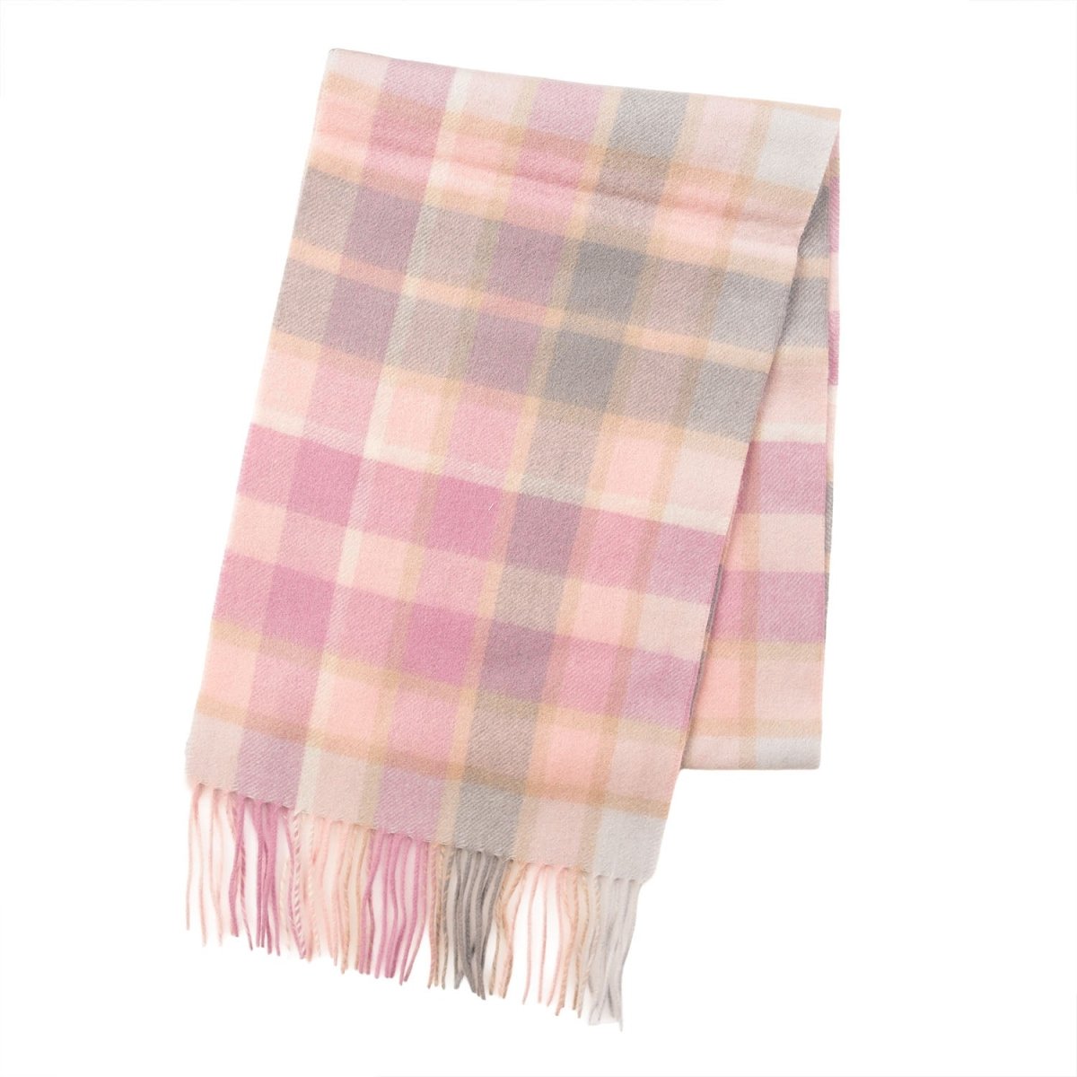 Edinburgh 100% Lambswool Scarf – Premium Soft Wool Wrap - ARTILLERY CHECK LIGHT PINK