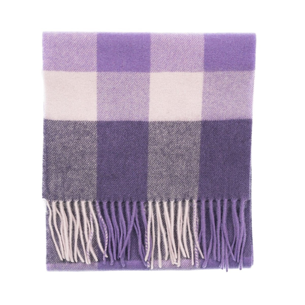 Edinburgh 100% Lambswool Scarf – Premium Soft Wool Wrap - BURSTED CHECK LAVENDER