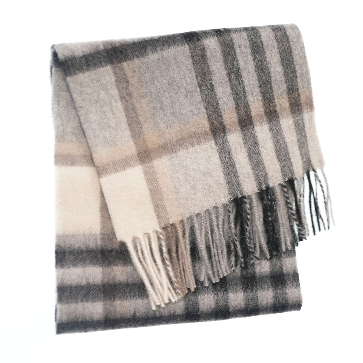 Edinburgh 100% Lambswool Scarf – Premium Soft Wool Wrap - CHEQUER GREY LIGHT YELLOW (24529)