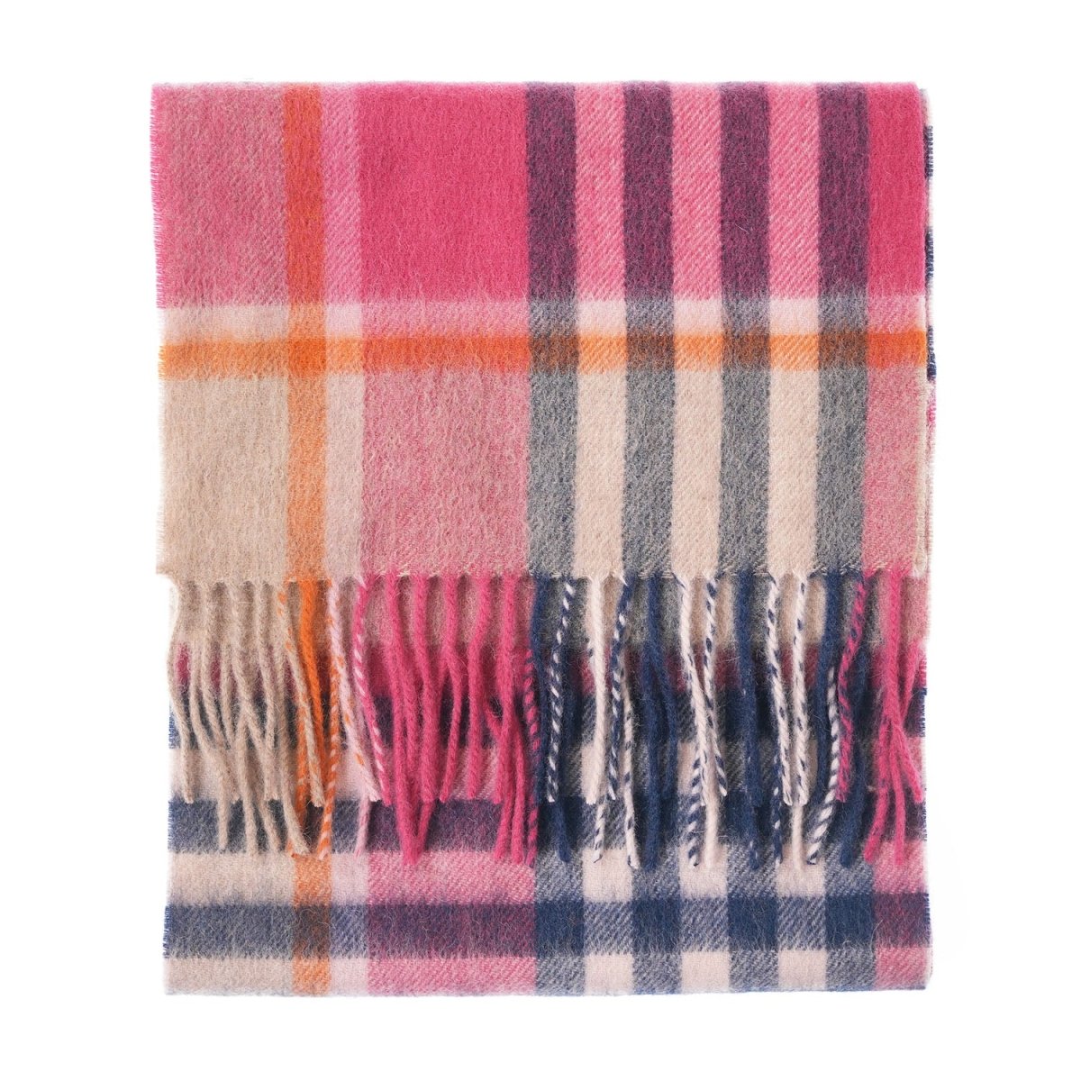 Edinburgh 100% Lambswool Scarf – Premium Soft Wool Wrap - CHEQUER TARTAN ASTRAL/RASPBERRY