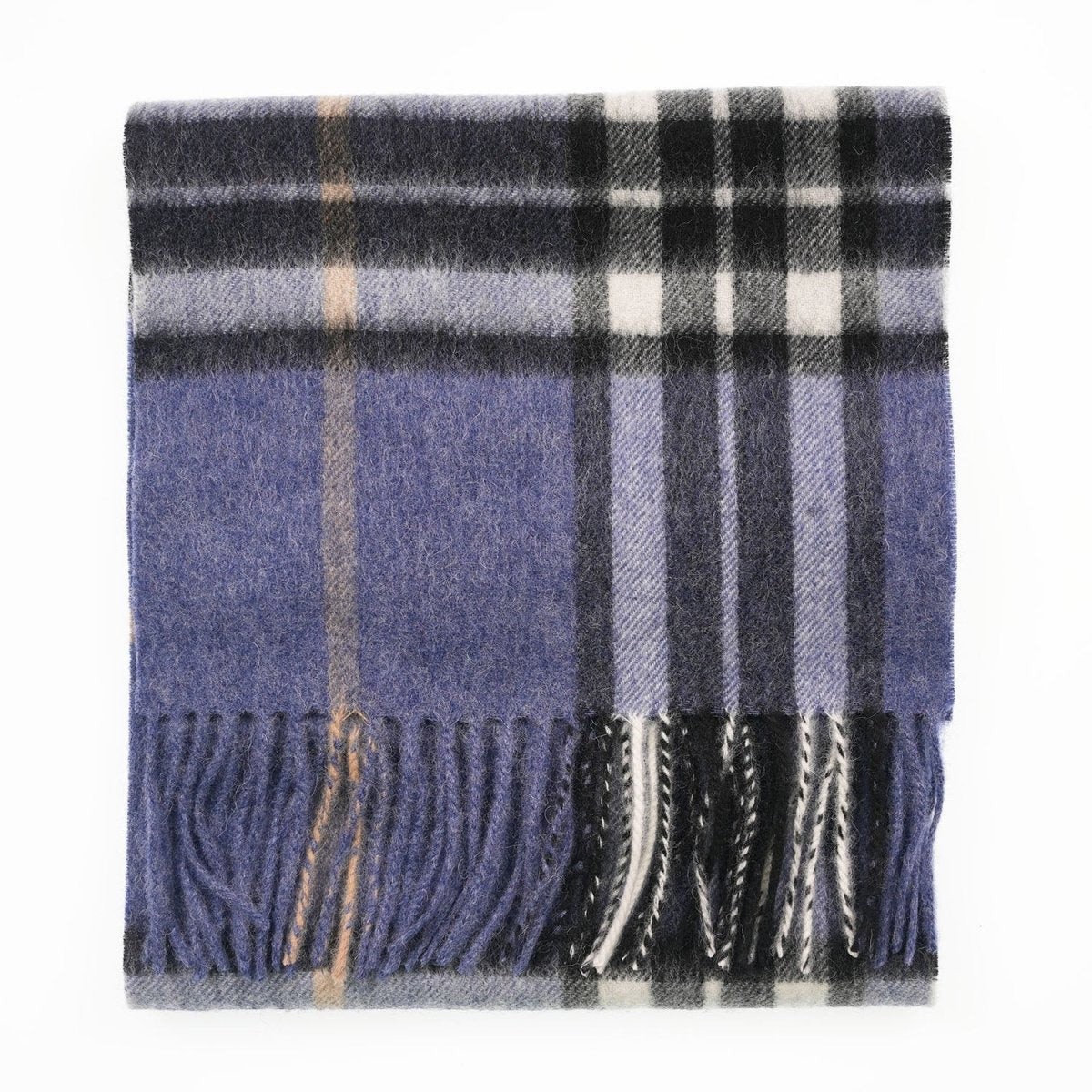 Edinburgh 100% Lambswool Scarf – Premium Soft Wool Wrap - ENLARGED OFF CTR SCOTTY THOM DENIM
