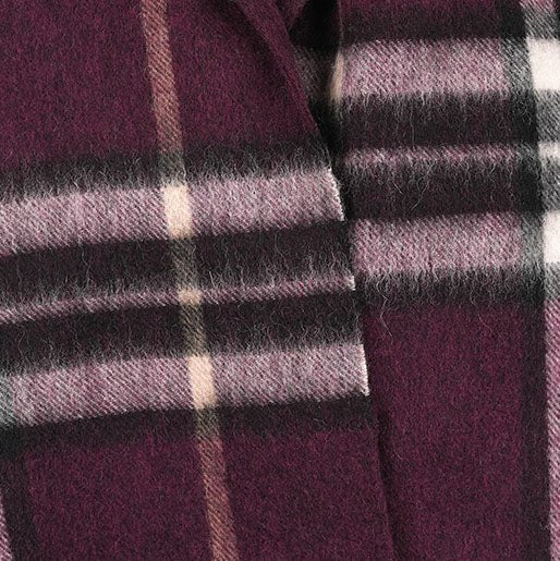 Edinburgh 100% Lambswool Tartan Scarf Enlarged Off Ctr Scotty Thom Cabernet
