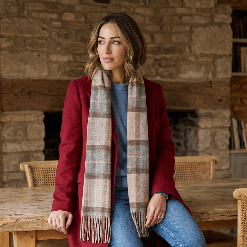 Edinburgh 100% Lambswool Scarf – Premium Soft Wool Wrap - MACKELLAR NATURAL