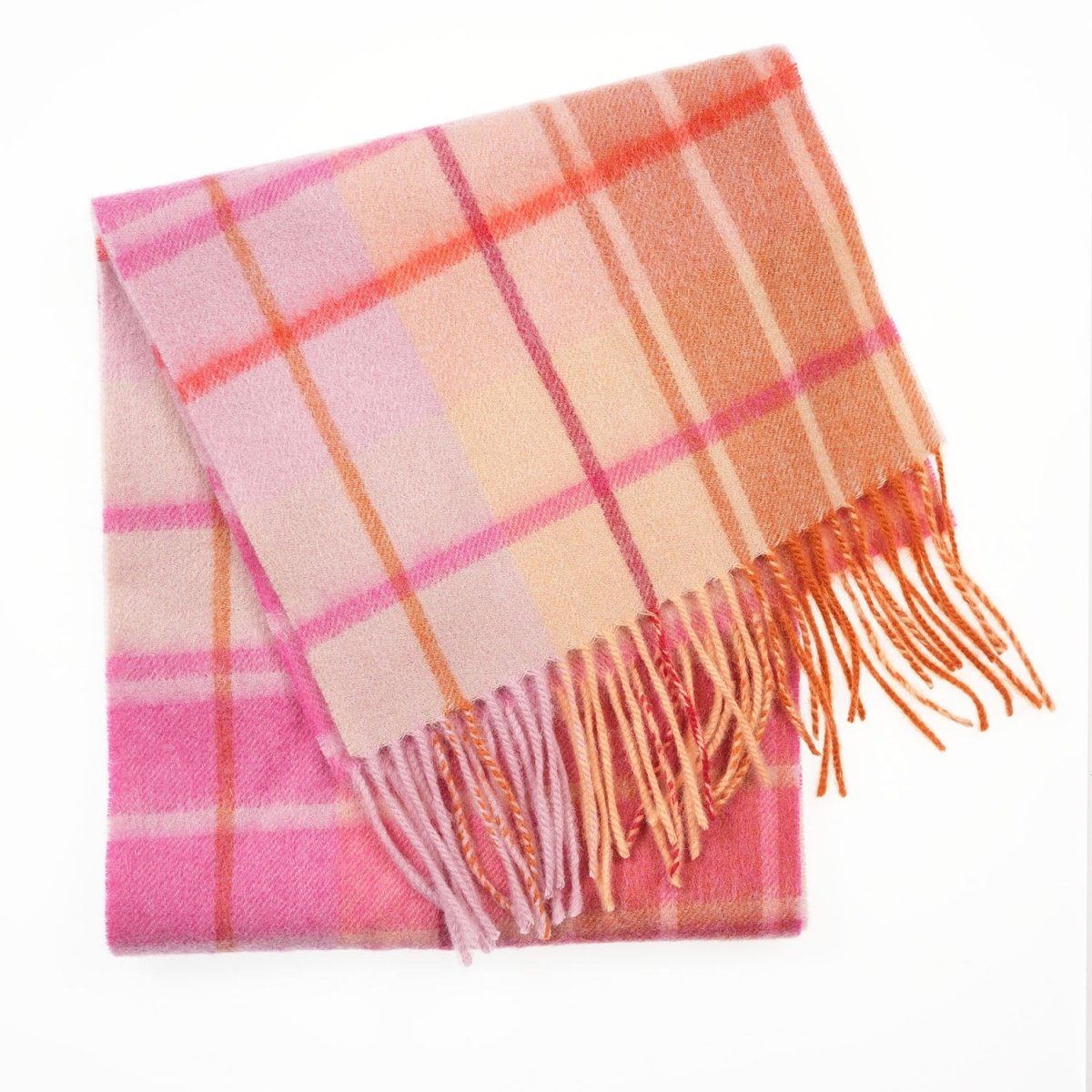 Edinburgh 100% Lambswool Scarf – Premium Soft Wool Wrap - MILL CHECK GINGER