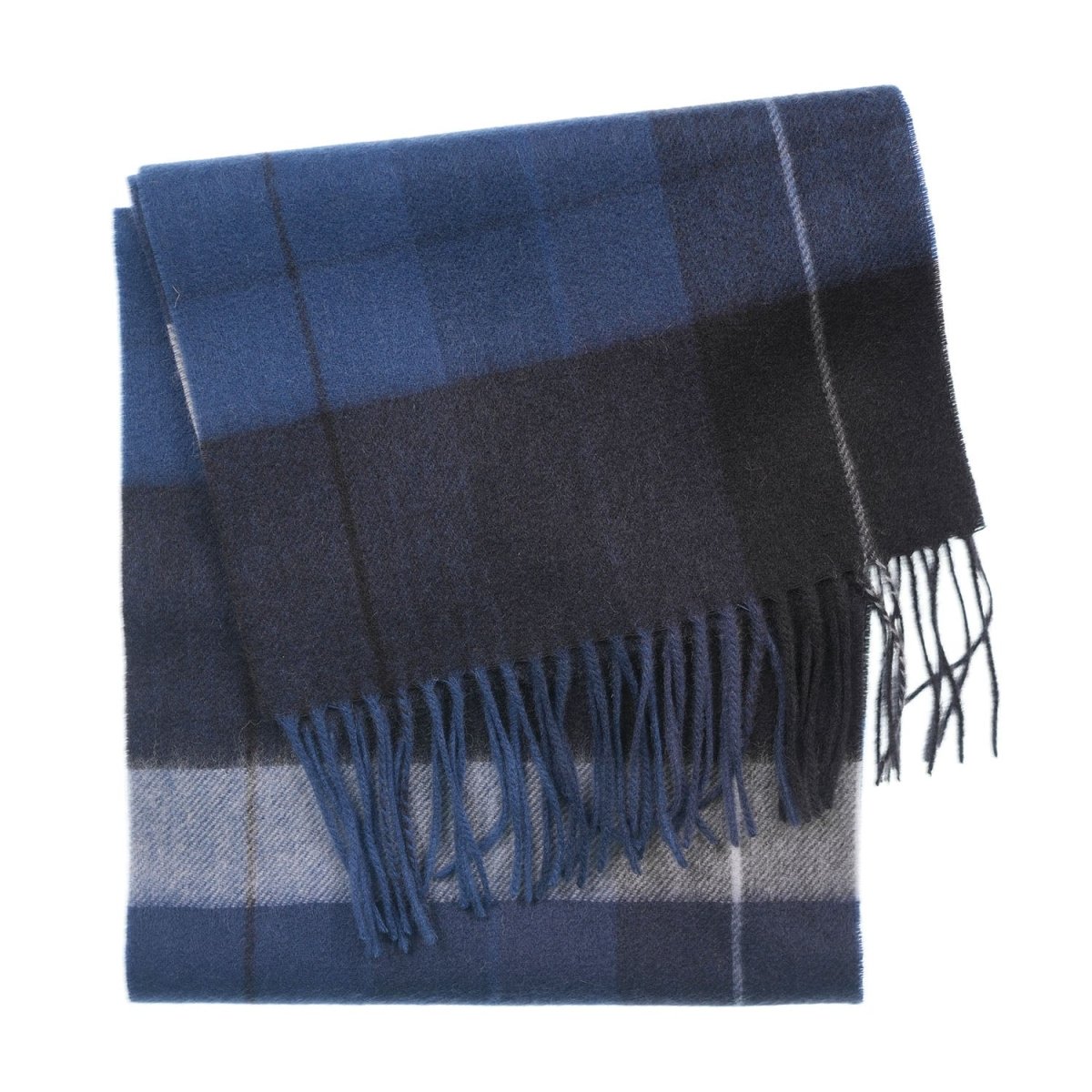 Edinburgh 100% Lambswool Scarf – Premium Soft Wool Wrap - MIXED CHECK - BLUE