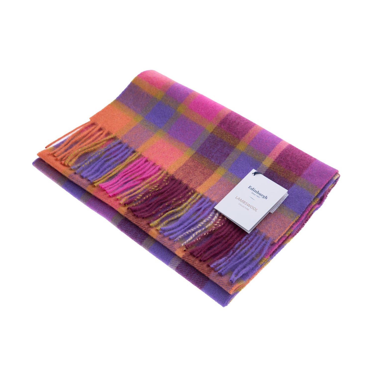 Edinburgh 100% Lambswool Scarf – Premium Soft Wool Wrap - ARTILLERY CHECK ORANGE