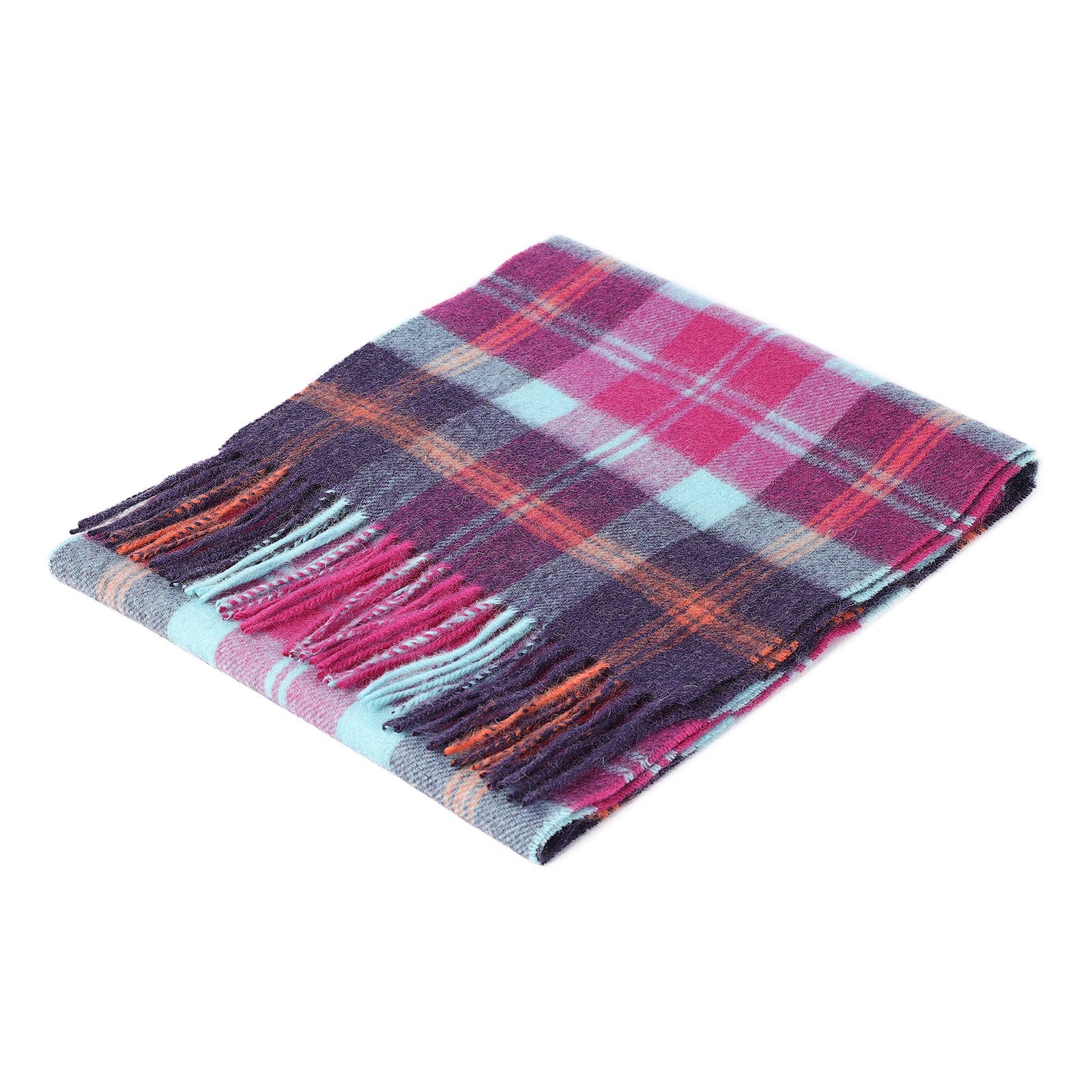 Edinburgh 100% Lambswool Scarf – Premium Soft Wool Wrap - BAIRD CHECK TURQUOISE